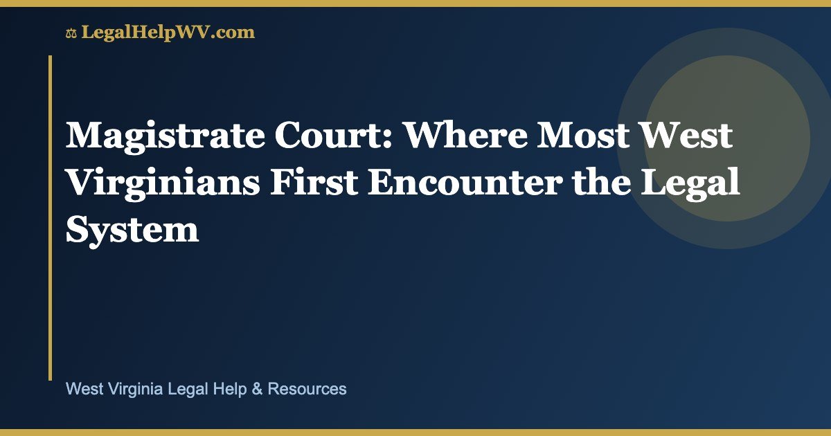 Magistrate Court: Where Most West Virginians First Encounter the Legal System